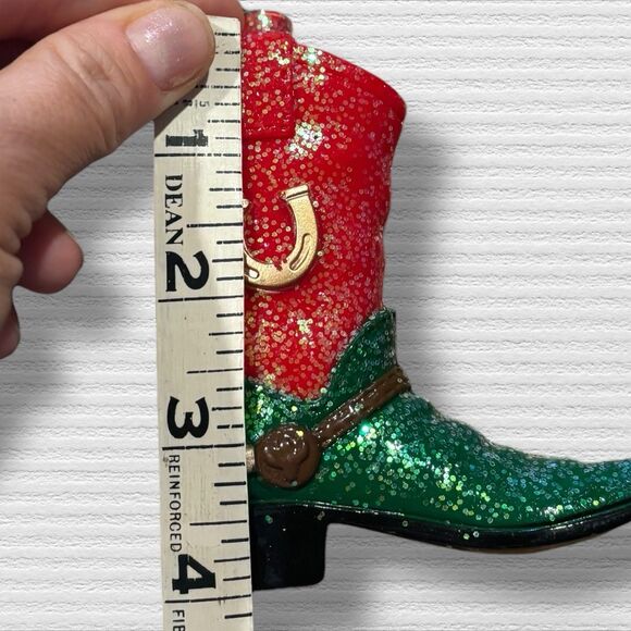 Vintage Western Cowboy Boot Christmas String Lights Tested Working Glitter Boots - Picture 4 of 5